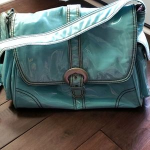 Kalencom aqua laminated over corduroy fabric diaper bag